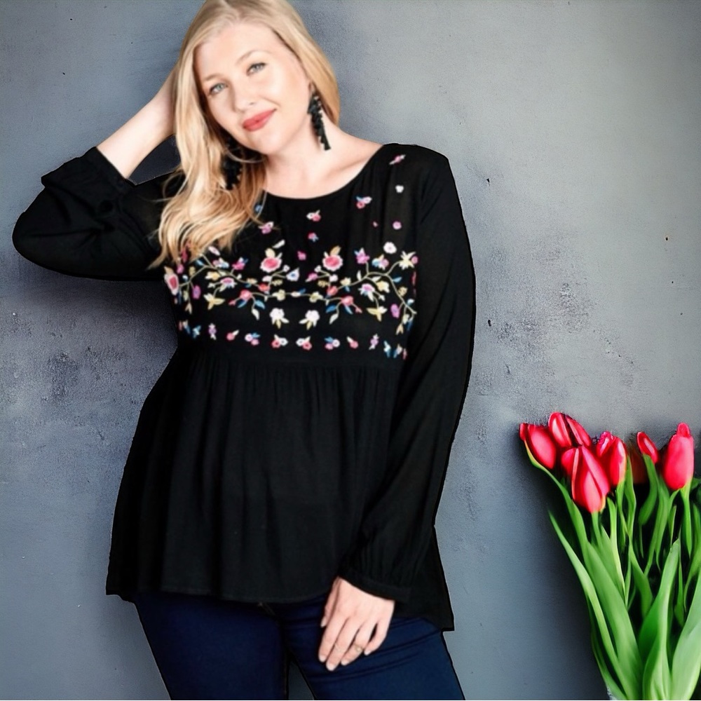 Beautiful Black Floral Embroidered Top